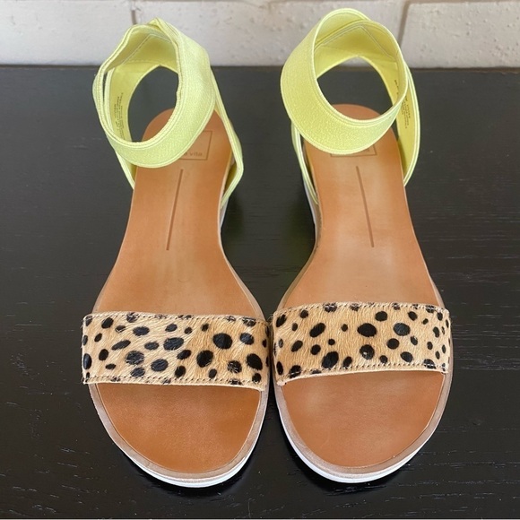 Dolce Vita Womens Vivian Sandals 7.5 M Leopard Ankle Strap Cork Wedge Leather - Picture 3 of 7